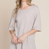 BOMBOM Round Neck Waffle Knit T-Shirt - Sand