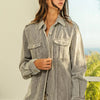 BiBi Button Up Corduroy Shacket - Grey