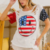 BiBi Fourth Of July Top With Laser Cut And Smile Face - OFF WHITE