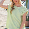 Lime 'N' Chili Textured Solid Muscle Sleeve Top - SAGE