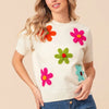 BiBi Crochet Flower Patch Sweater Top - IVORY