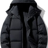 Men's Plus Size Hooded Padded Winter Coat - Black