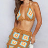 POL Crochet Halter Neck Cami and Skirt Sweater Set - Mustard