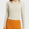 Millennia Halter Neck Long Sleeve Sporty Top - Ivory