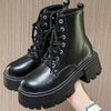 Platform Lace Up Boots - Black