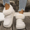 Fuzzy Trim Buckle Accent Winter Boots - White