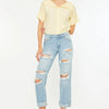 Kancan Mid Rise Distressed Boyfriend Jeans - LIGHT
