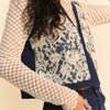 Davi & Dani Lace Patch Open Front Denim Vest - Dark