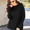 Basic Bae Full Size Ribbed Round Neck Long Sleeve Knit Top - Black