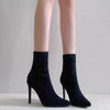 Point Toe Stiletto Boots - BLACK