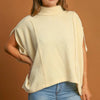 Umgee Solid Color Mock Neck Short Sleeve Top - Cream