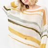 And The Why Abstract Striped Light Weight Loose Sweater - MULTI