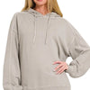 Zenana French Terry Pigment Dye & Enzyme Washing Hoodie - ASH MOCHA