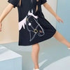 Children's Horse Short Sleeve Polo Dress - Black