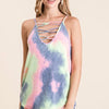 BiBi Tie Dye Terry Camisole with Caged Neck - CHARCOAL TIE DYE