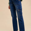 Annie Wear Straight Leg Jeans with Cargo Pockets - Dark
