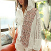 BiBi Slub Jersey with Lace Combo Buttoned Hoodie Top - IVORY