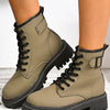 Lace Up Platform Boots - Army Green