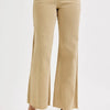 RISEN Full Size Raw Hem Wide Leg Jeans Plus Size - Tan