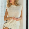 BiBi Tied Open Side Detailed Knit Tank Top - IVORY