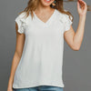 Umgee Full Size V-Neck Double Layered Ruffle Sleeve Blouse Plus Size - White