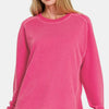 Zenana Full Size Pigment Dyed French Terry Sweatshirt - Hot Pink
