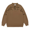 Men's Plus Size Letter Print Polo Collar Sweatshirt - Coffee