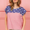 BiBi Star Rpinted with Stripe Combo Top - NAVY STAR/RED STRIPE