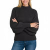 Zenana Balloon Sleeve Mock Neck Sweater - BLACK