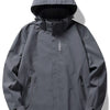 Men's Plus Size Hooded Waterproof Zip Up Jacket - Dark Gray