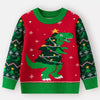 Children's Christmas Tree Round Neck Sweater - Black Forest