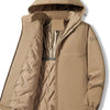 Men's Plus Size Hooded Zip Up Outdoor Jacket - Camel