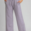 Umgee Drawstring Elastic Waist Wide Leg Pants - LAVENDER
