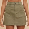 Annie Wear Cargo Denim Mini Skirt - Olive