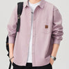 Men's Plus Size Button Up Long Sleeve Shirt - Dark Pink