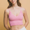 Love Tree Seamless Lace Detail Cropped Cami - Bubble Pink