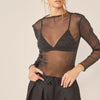 Idem Ditto Sparkling Glitter Long Sleeve Sheer Top - BLACK