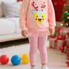 Children's Reindeer Applique Round Neck Sweatshirt - Watermelon pink