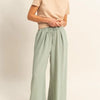 HYFVE Elasticized Waist Wide Leg Pants - SAGE GREEN
