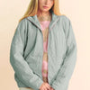 Davi & Dani Quilted Zip Up Dropped Shoulder Jacket - GREY BLUE