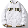 Men's Plus Size Quilted Padded Snap Down Jacket - White