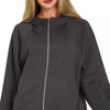 Zenana Soft Scuba Full Zip Hoodie Jacket - BLACK