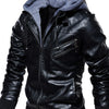 Men's Plus Size Zip Up Drawstring Hooded Jacket - Black