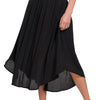 Zenana Woven Crinkle Smocked Waist Maxi Skirt W Pockets - BLACK