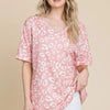BOMBOM Loose Fit Animal Print Soft Knit Top - BLUSH