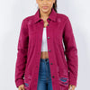 American Bazi Distressed Button Up Long Sleeve Denim Jacket - Deep Purple