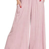 Zenana Woven Elastic Band Pants With Pocket - LT ROSE