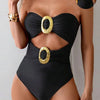 Cutout Sweetheart Neck One-Piece Swimwear - Black