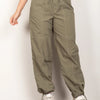 VERY J Drawstring Woven Parachute Joggers - OLIVE