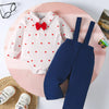 Children's Heart Print Bodysuit & Suspender Pants Set - White